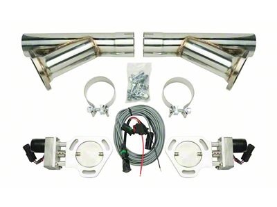 Chevy Dual Exhaust Electric Cutouts Kit, 2.5 OD, Y-Dumps, Pypes, 1949-1954