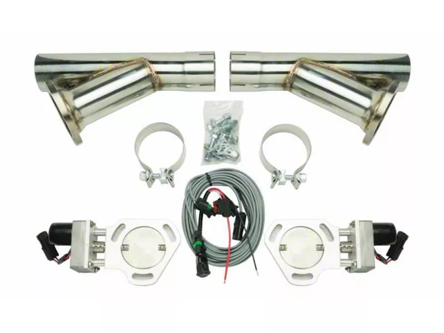 Chevy Dual Exhaust Electric Cutouts Kit, 2.5 OD, Y-Dumps, Pypes, 1949-1954