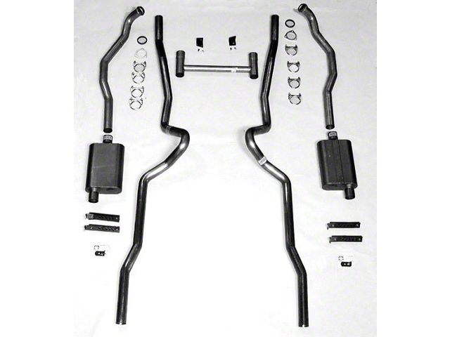Chevy Dual Quickflow 2-1/2 Exhaust System, Small Block, For Use With 2-1/2 Rams Horn Manifold, Stainless Steel, Non-Wagon, 1955-1957