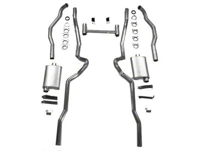 Chevy Dual Turbo 2-1/2 Exhaust System, Small Block, For Use With 2-1/2 Rams Horn Manifolds, Stainless Steel, Non-Wagon, 1955-1957