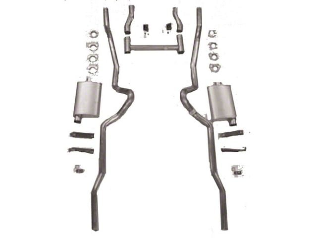 Chevy Dual Turbo 2-1/2 Exhaust System, Small Block Or Big Block, Use With Headers, Stainless Steel, Non-Wagon, 1955-1957