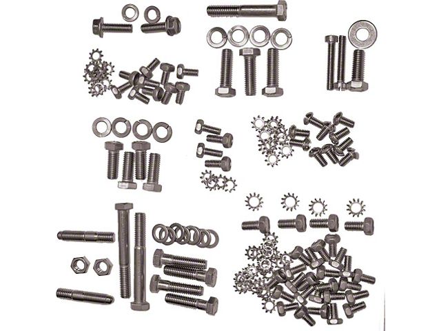 Chevy Engine Bolt Kit, Stainless Steel, 235ci, Use With Original Valve Cover, 1955-1957