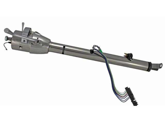 Chevy Flaming River Tilt Steering Column With Shift Indicator, With Neutral Safety Switch, Polished SS, 1955-1956