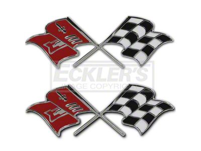 Chevy Front Fender Emblem, Crossed Flags, For Cars With Fuel Injection, 1957