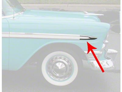 Chevy Front Fender Molding, Bel Air, Spear Point, Show Quality, 1956