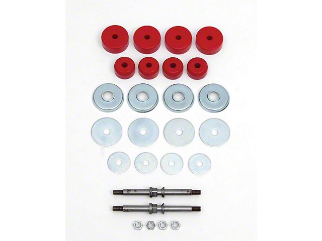 Frt Motor Mounting Kit,w/ Red Poly Grommets,V8,55-57