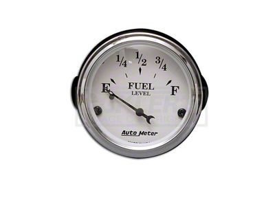 Auto Meter Old Tyme White Series 2-1/16-Inch Fuel Level Gauge; 0 ohm Empty to 30 ohm Full