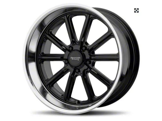 Chevy-GMC Truck American Racing Rodder Wheel, Gloss Black With Diamond Cut Lip, 5x5 Bolt Pattern, 20