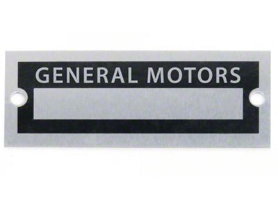 Chevy-GMC Truck Blank Data VIn Plate-General Motors