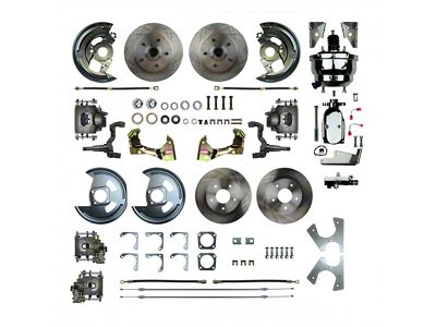 Chevy II Or Nova 4-Wheel Power Disc Brake Conversion Kit With 8 Chrome Booster, Staggered Rear Shocks, 1968-1974