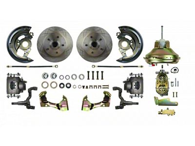 Chevy II or Nova Front Power Disc Brake Conversion Kit With 11 Factory Syle Booster, 1968-1974