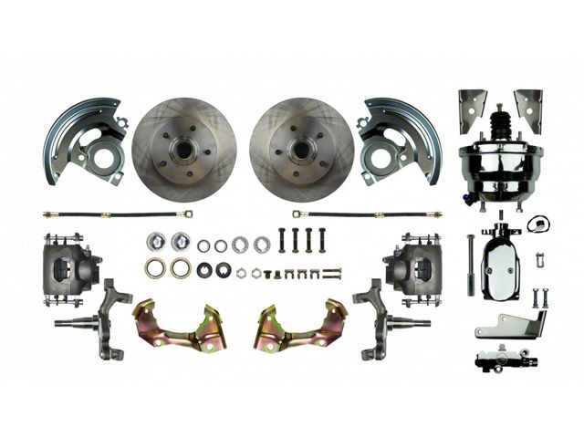 Chevy II Or Nova Front Power Disc Brake Conversion Kit With 8 Chrome Booster, 2 Drop, 1968-1974