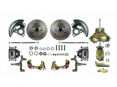 Chevy II Or Nova Front Power Disc Brake Conversion Kit With 11 Factory Syle Booster, 2 Drop, 1968-1974