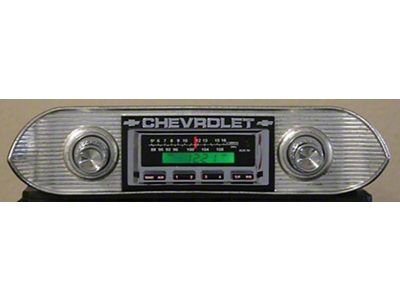 Chevy II-Nova Stereo Radio, KHE-100, AM/FM, Manual Tuning, Chrome Face, 1962-1965