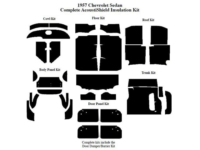 Chevy Insulation, QuietRide, AcoustiShield, Complete Kit, 4Door Sedan, 1957