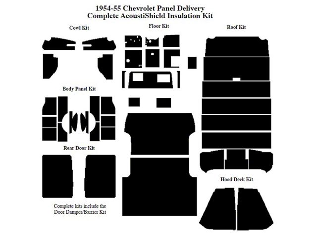 Chevy Insulation, QuietRide, AcoustiShield, Complete Kit, Panel Delivery Truck, 1954-1955 (Panel Delivery)