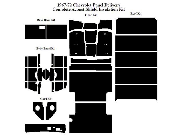 Chevy Insulation, QuietRide, AcoustiShield, Complete Kit, Panel Delivery Truck, 1967-1972 (Panel Delivery)
