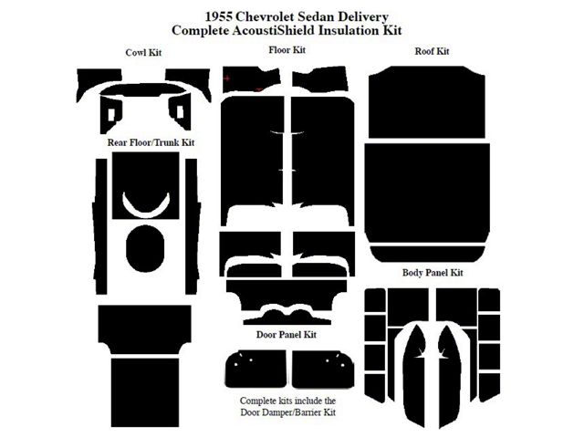 Chevy Insulation, QuietRide, AcoustiShield, Complete Kit, Sedan Delivery, 1955