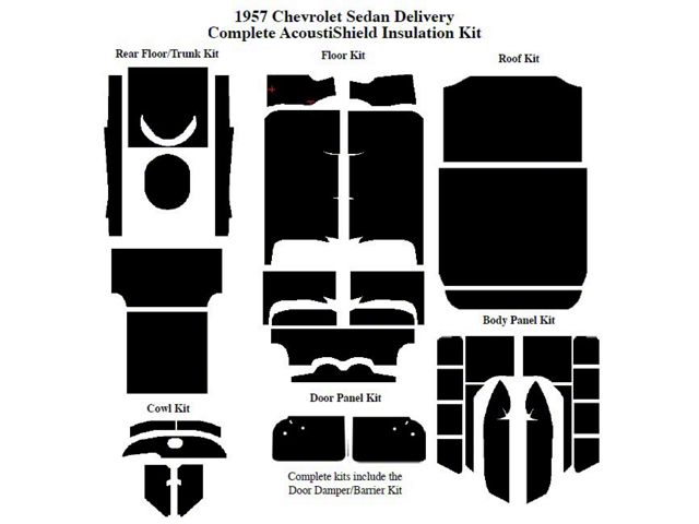 Chevy Insulation, QuietRide, AcoustiShield, Complete Kit, Sedan Delivery, 1957