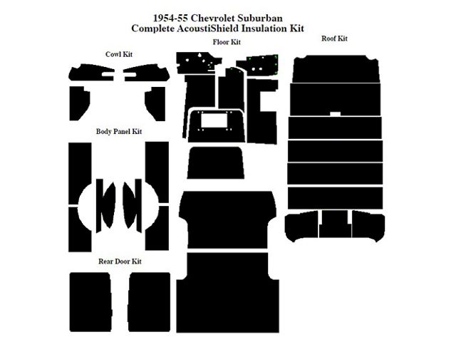 Chevy Insulation, QuietRide, AcoustiShield, Complete Kit, Suburban, 1954-1955 (Suburban)