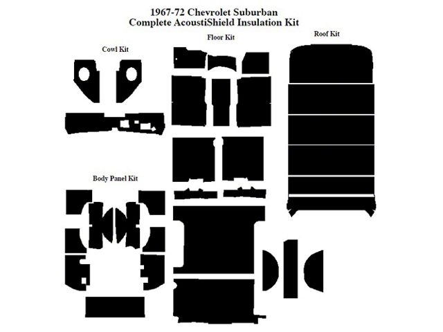 Chevy Insulation, QuietRide, AcoustiShield, Complete Kit, Suburban, 1967-1972 (Suburban)