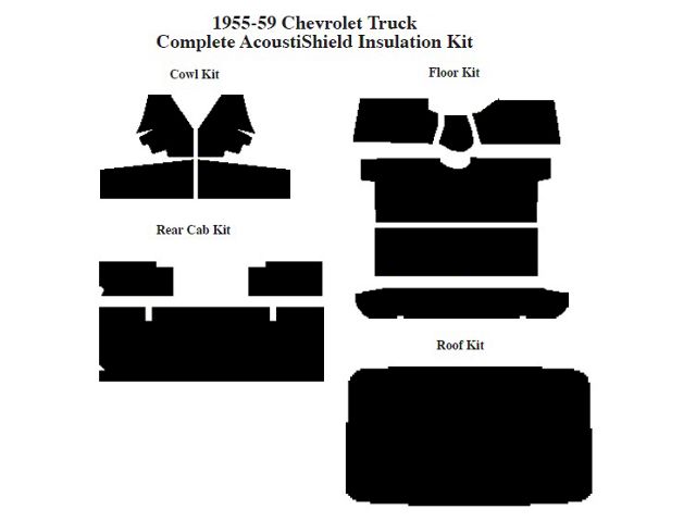 Chevy Insulation, QuietRide, AcoustiShield, Complete Kit, Truck, 1955-1959