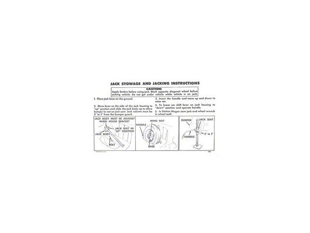 Chevy Jack Stowage & Jacking Instructions Sheet, 1955