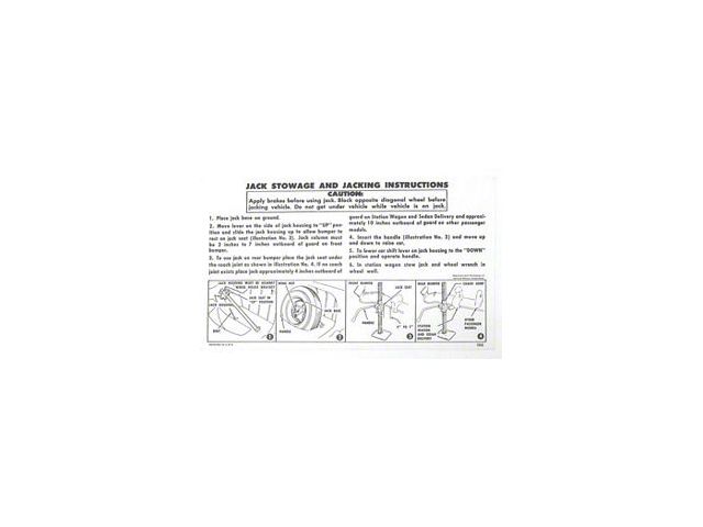Chevy Jack Stowage & Jacking Instructions Sheet, 1956