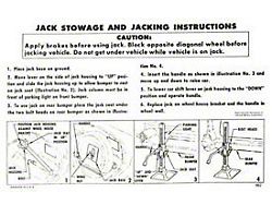 Jack Stowage & Jacking Instructions Sheet,1957 All Exc Wagon