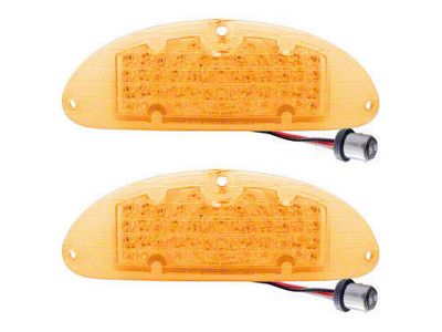 Chevy LED Parking Lights, Front, Plug-In, Amber Lenses, 1955