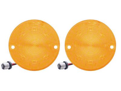 Chevy LED Parking Lights, Front, Plug-In, With Amber Lenses, 1957