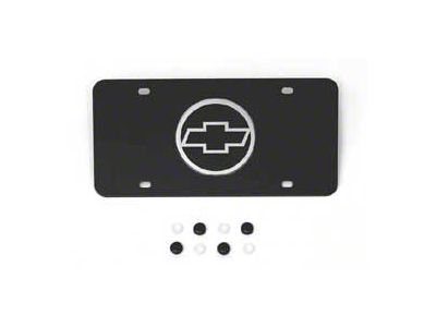 Chevy License Plate, Black, With Black 3D Circle Bowtie, 1955-1957