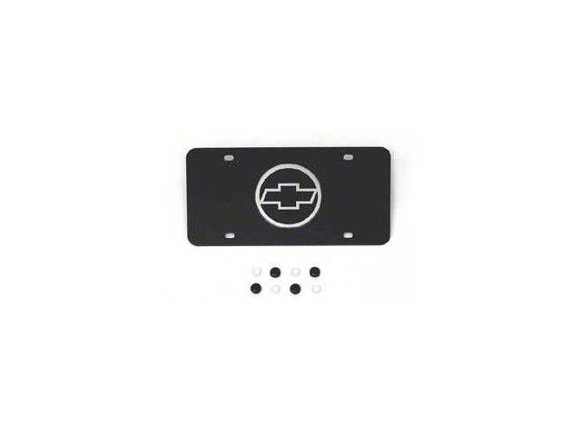 Chevy License Plate, Black, With Black 3D Circle Bowtie, 1955-1957