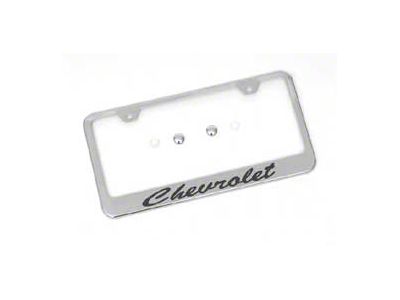 Chevy License Plate Frame, Chrome, Chevrolet Script, 1955-1957