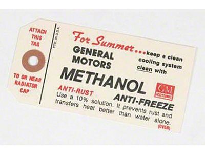 Chevy Methanol Anti-Freeze Tag, 1949-1954