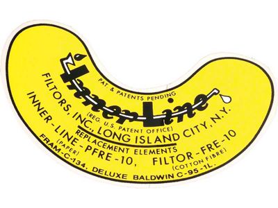Chevy Oil Filter Decal, Inner Line, 1949-1954