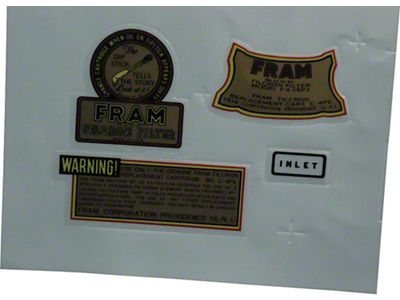 Decals,Oil Filter,4-Piece,Fram,49-54