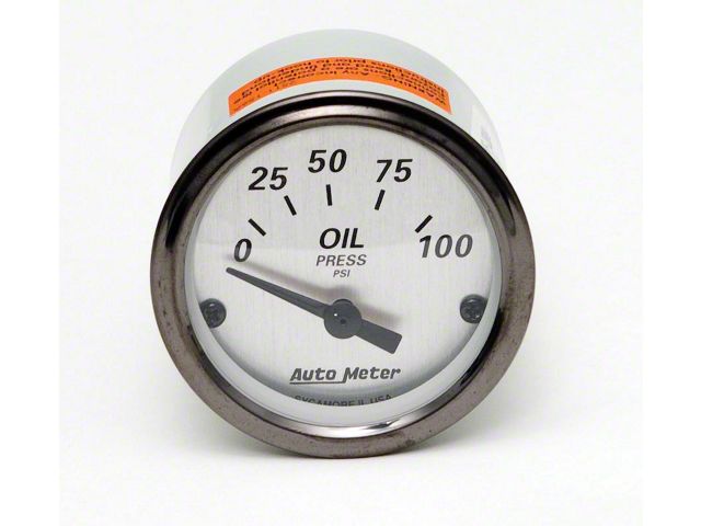 Chevy Oil Pressure Gauge, Brushed Aluminum Face, With BlackNeedles, AutoMeter, 1955-1957