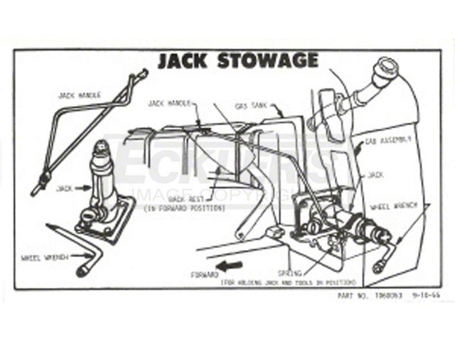 Chevy Or GMC Jacking Stowage Decal, 1955-1959