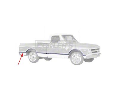 Chevy Or GMC Truck, Bedside Rear Molding, Fleetside, Shortbed, Right, 1967-1968