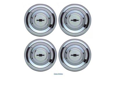 Hub Caps with Bowtie Logo; Chrome with Bombay Ivory (55-56 Chevrolet Truck)