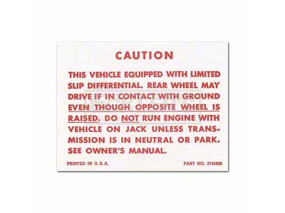 Chevy Or GMC Truck Positraction Warning Decal, 1957-1971