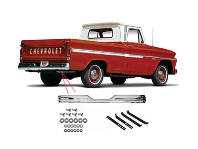 Chevy or GMC Truck Rear Bumper Kit, Chrome, Show Quality, Fleetside, 1963-1966