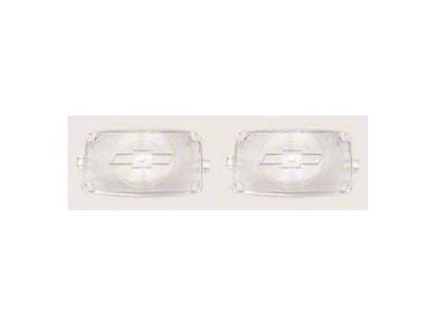Chevy Parking Light Lenses, With Bowtie Logos, Clear, 1956