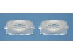 Parking Light Lenses, With Chrome Bowtie Logos, Clear (1956 Chevy Bel Air; 1956 Chevy 150; 1956 Chevy 210; 1956 Chevy Nomad)