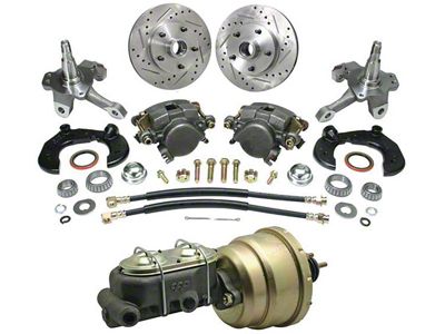 Chevy Power Front Disc Brake Kit, With Ford Bolt Pattern, Drilled & Slotted Rotors, For Mustang II, 1949-1954