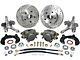 Chevy Power Front Disc Brake Kit, At The Wheel, With Ford Bolt Pattern, Drilled & Slotted Rotors, & 2 Dropped Spindles, For Mustang II, 1949-1954