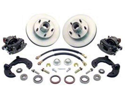 Chevy Power Front Disc Brake Kit, At The Wheel, With Ford Bolt Pattern, Drilled & Slotted Rotors, Without Spindles, ForMustang II, 1949-1954