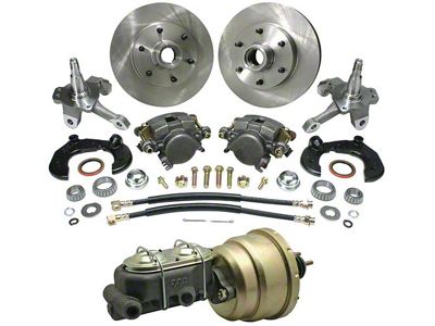 Chevy Power Front Disc Brake Kit, With Ford Bolt Pattern & 2 Drop Spindles, For Mustang II, 1949-1954