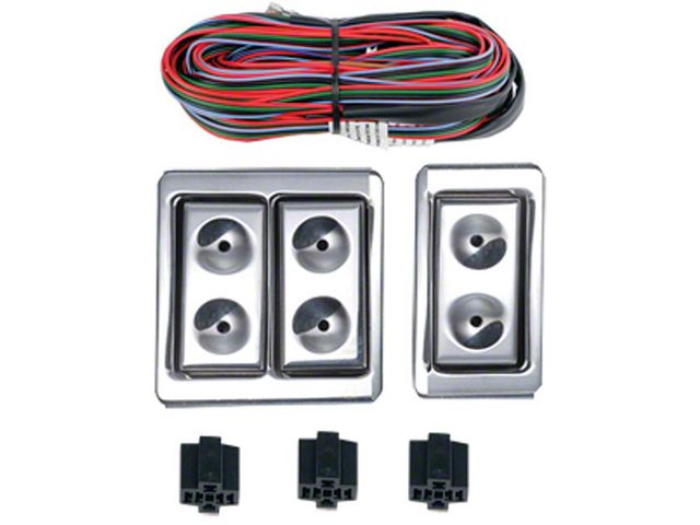 Chevy Power Window Switches, With Wiring, 2-Door, 2-Windows, Lighted Billet, 1949-1954